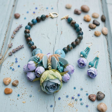 Turquoise Floral Garden Statement Bib Necklace
