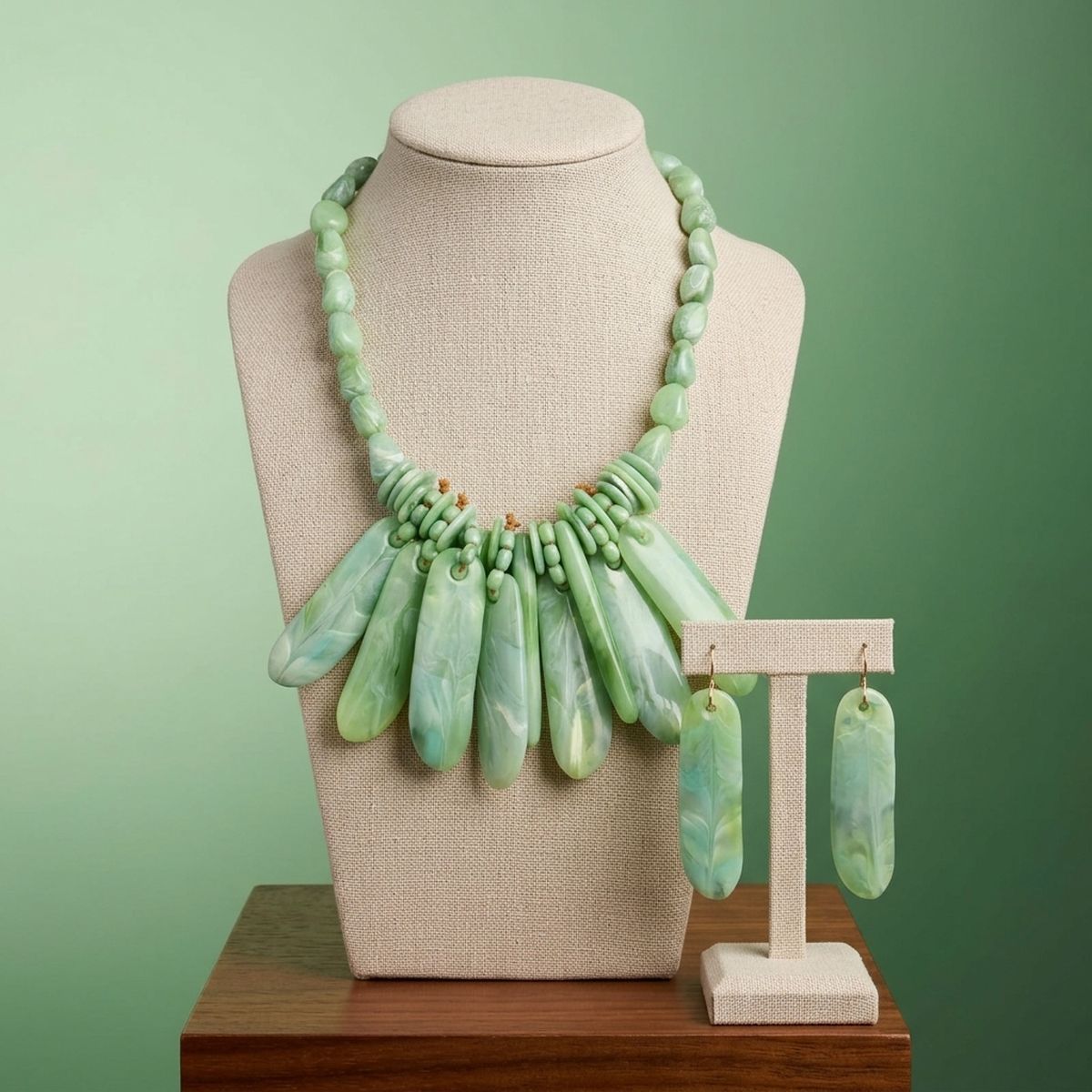 Bib Green Resin Drops Tropical Getaway Necklace