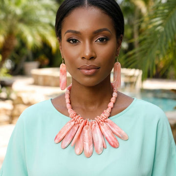 Bib Pink Resin Drops Tropical Getaway Necklace