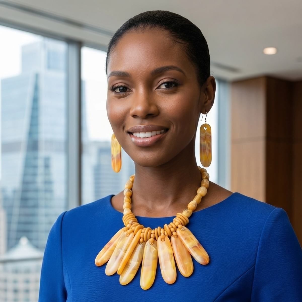 Bib Yellow Resin Drops Tropical Getaway Necklace
