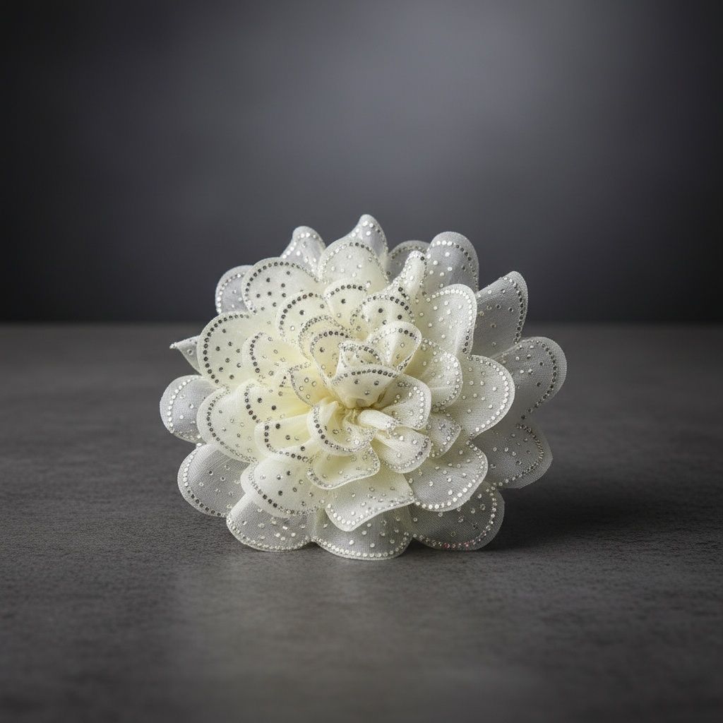 Yellow Camellia Flower Sparkle Brooch Hair Clip