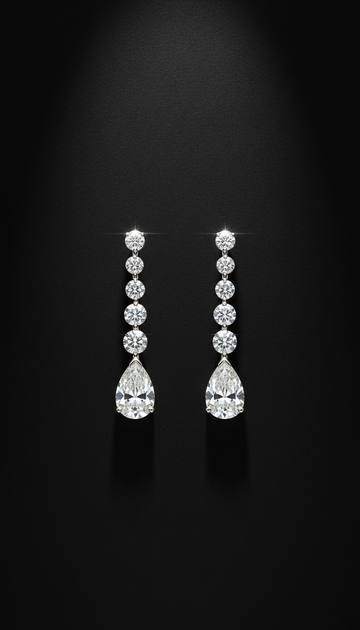 Platinum and Diamond Drop Earrings