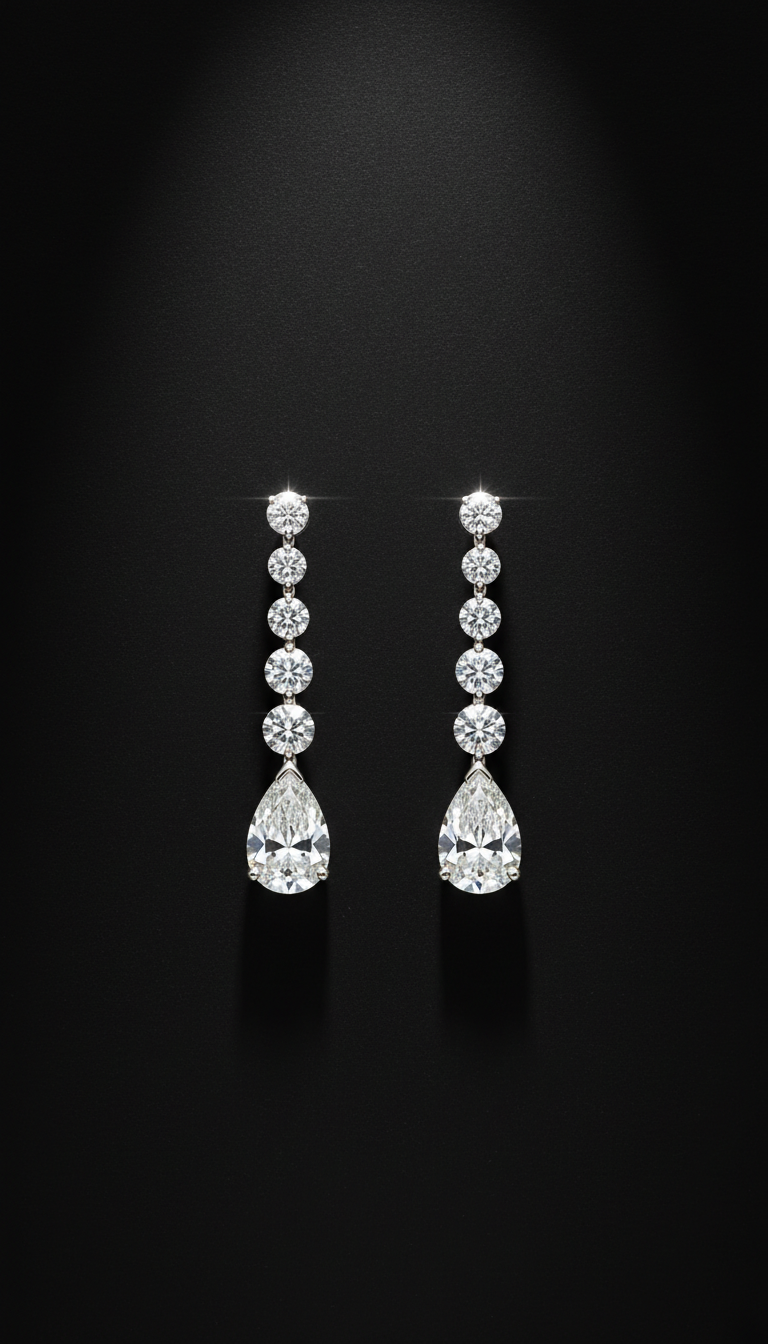 Platinum and Diamond Drop Earrings