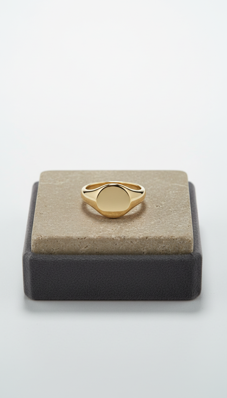Gold Signet Ring with Hand-Engraving