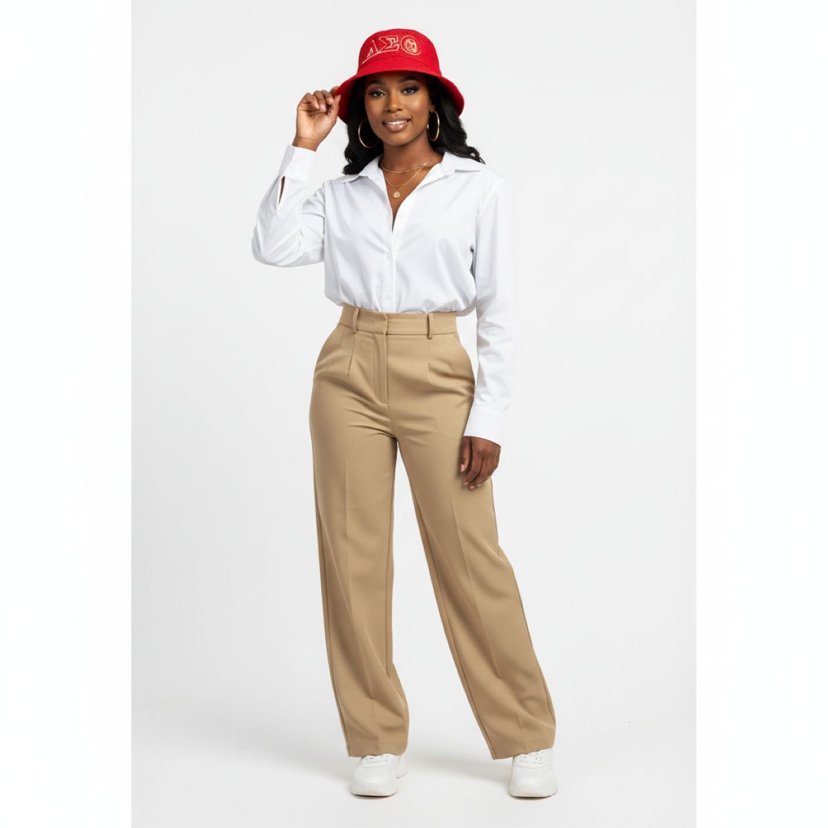 DST Sorority Red Mesh Embroidered Bucket Hat