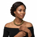 Black and Gold Twisted Cord Necklace Set