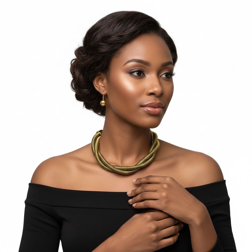 Black and Gold Twisted Cord Necklace Set