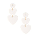 White Graduated Triple Earrings