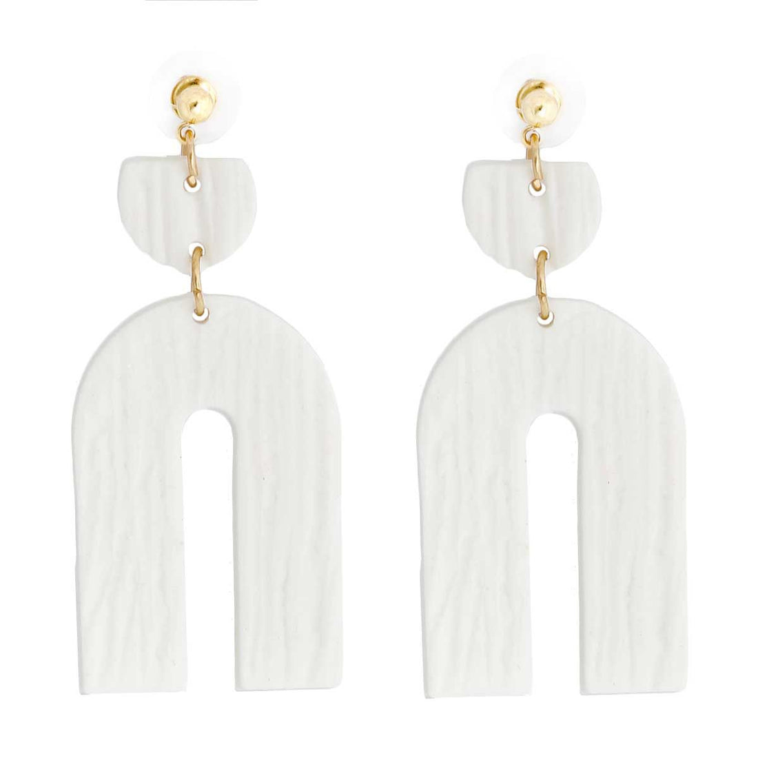 White Clay Arch Bridal Earrings