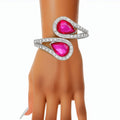 Cuff Brilliant Fuchsia Teardrop Crystal Bracelet
