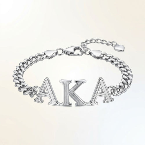 AKA Sorority Silver Chain Greek Letter Bracelet