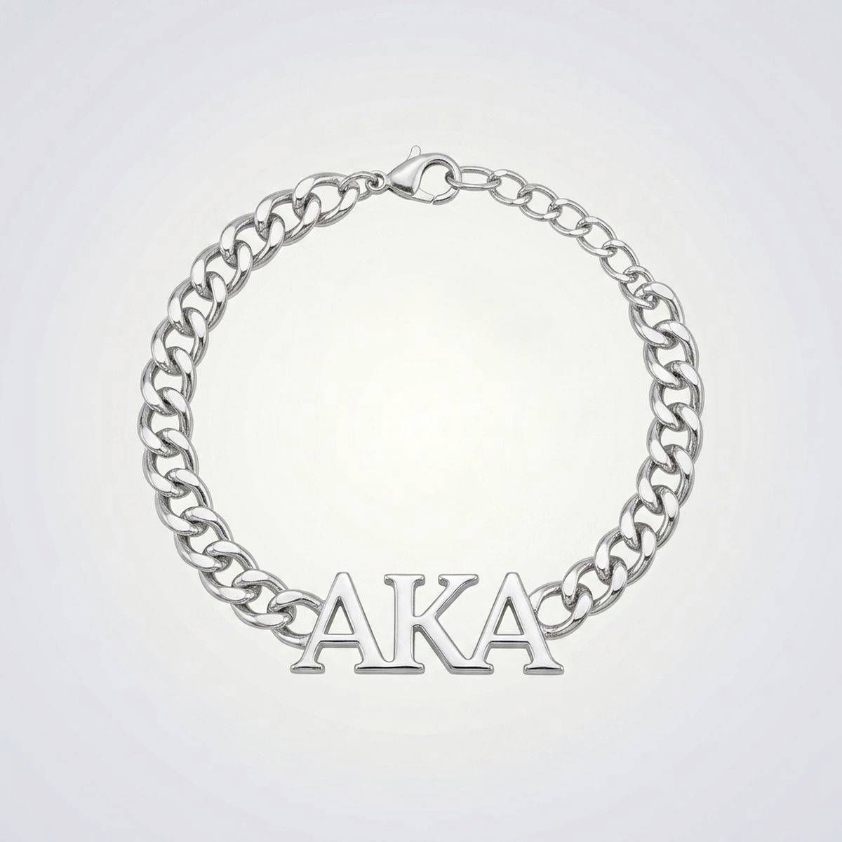 AKA Sorority Silver Chain Greek Letter Bracelet