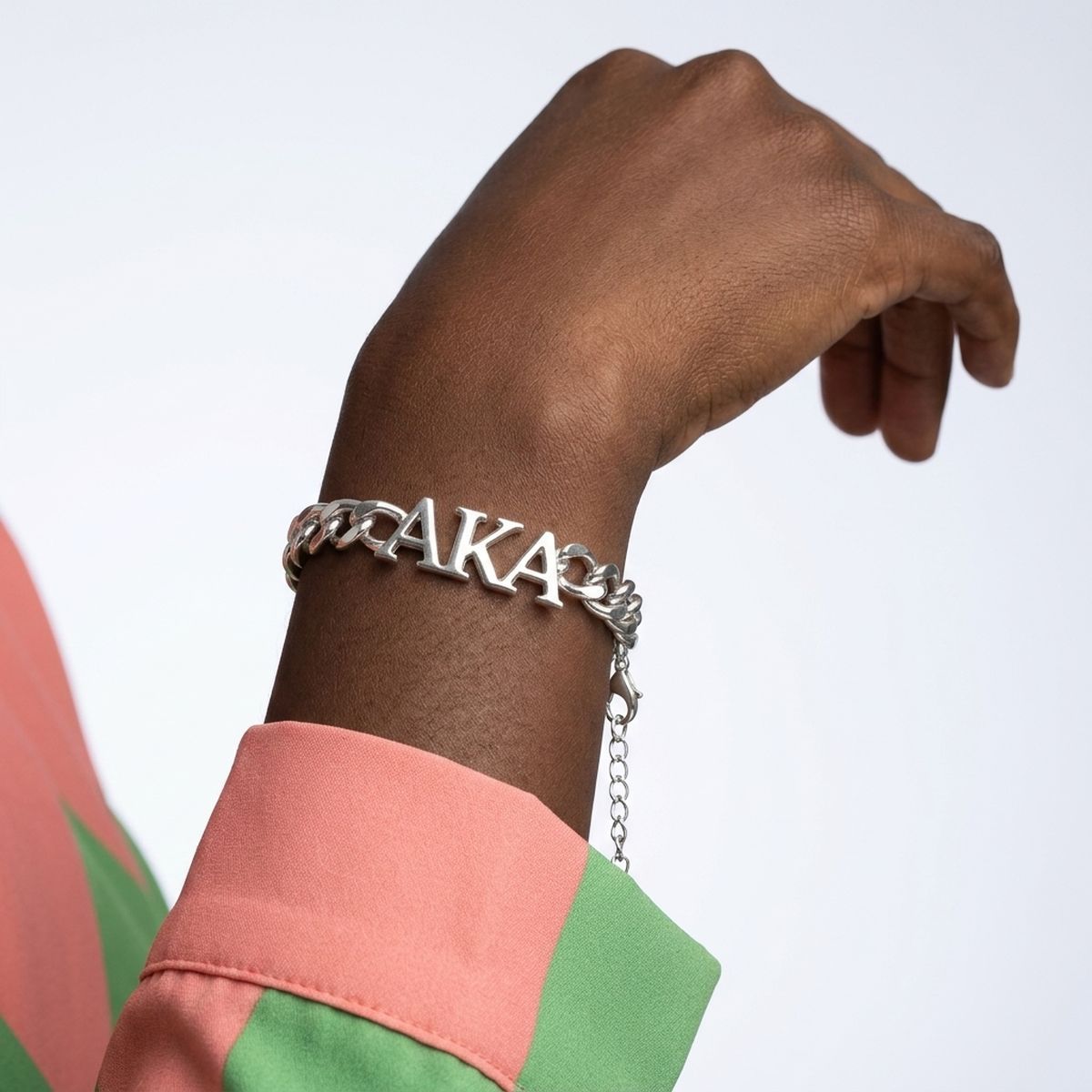 AKA Sorority Silver Chain Greek Letter Bracelet