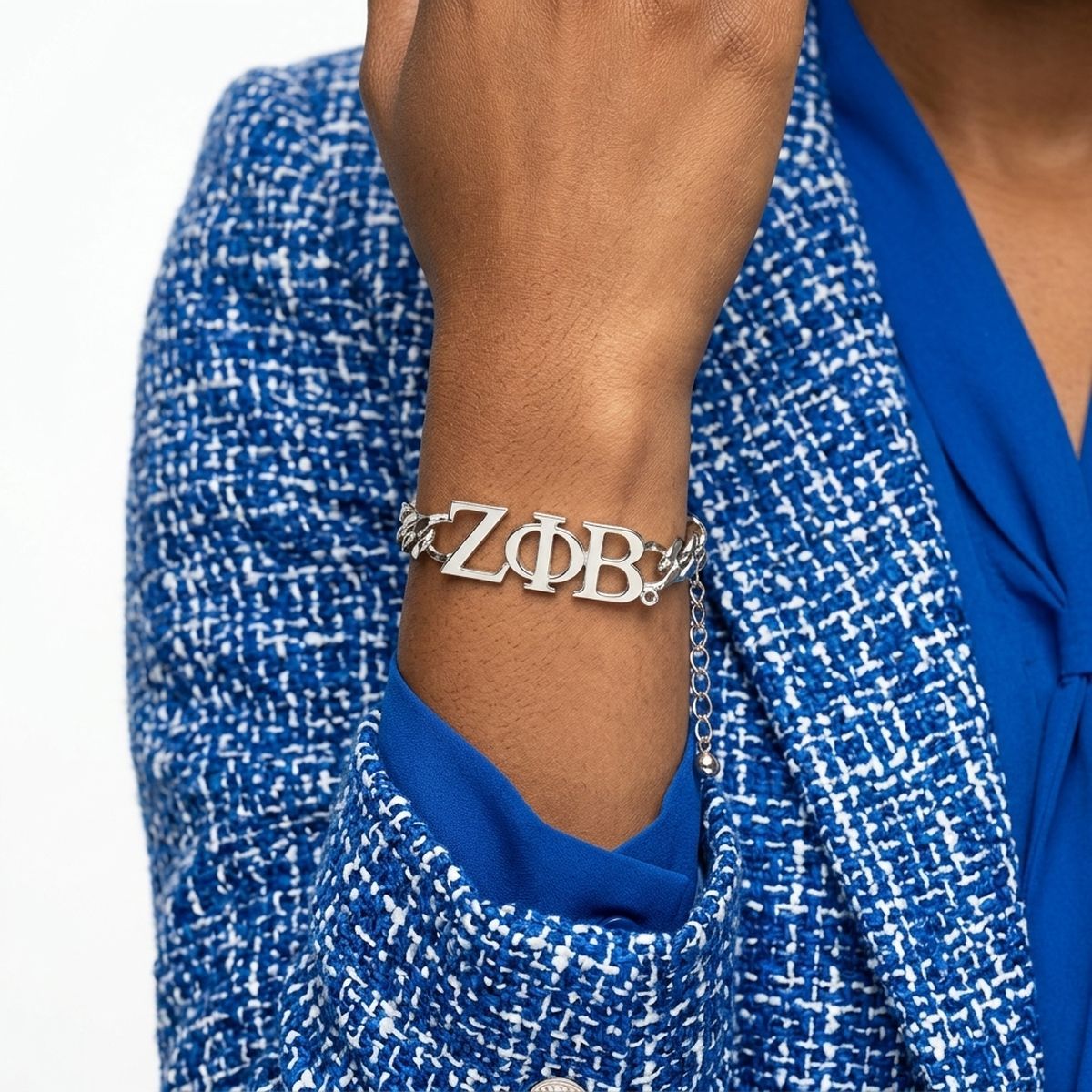 ZPB Sorority Silver Chain Greek Letter Bracelet