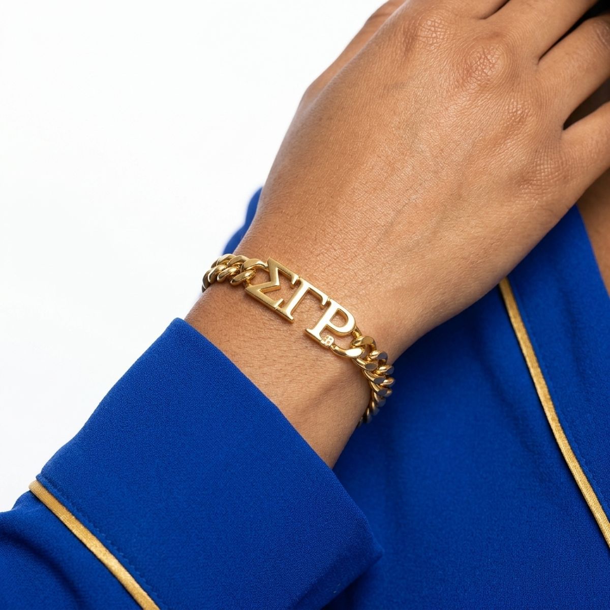 SGRHO Sorority Gold Chain Greek Letter Bracelet