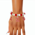 DST Sorority Red White Bling Letter Bracelet