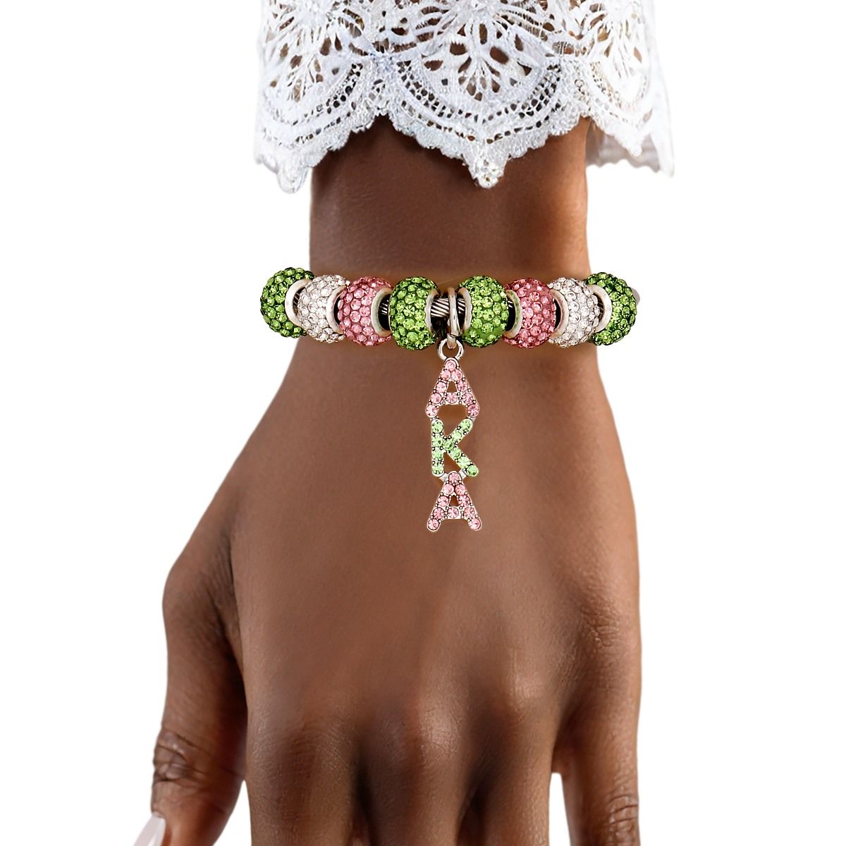 AKA Sorority Greek Charm Cable Bangle Bracelet