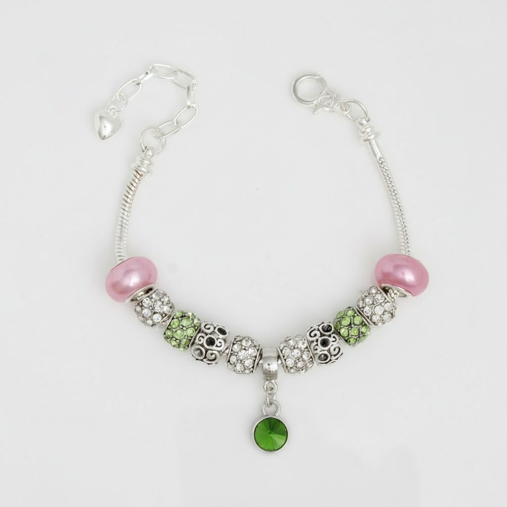 Snake Chain Pink Green Charm Women's Bracelet