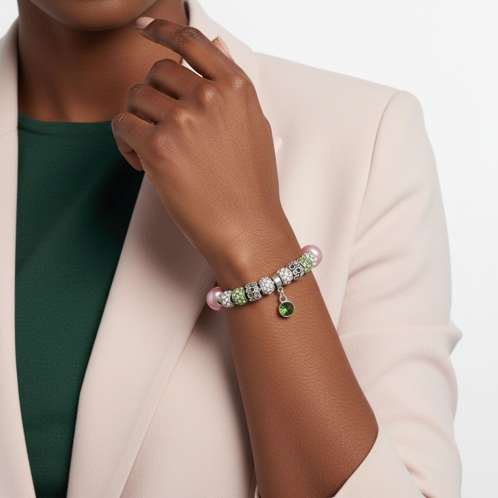 Snake Chain Pink Green Charm Women's Bracelet