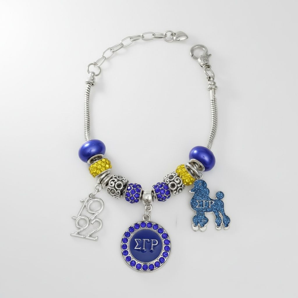 SGRHO Snake Chain Triple Charm Luxe Bead Bracelet