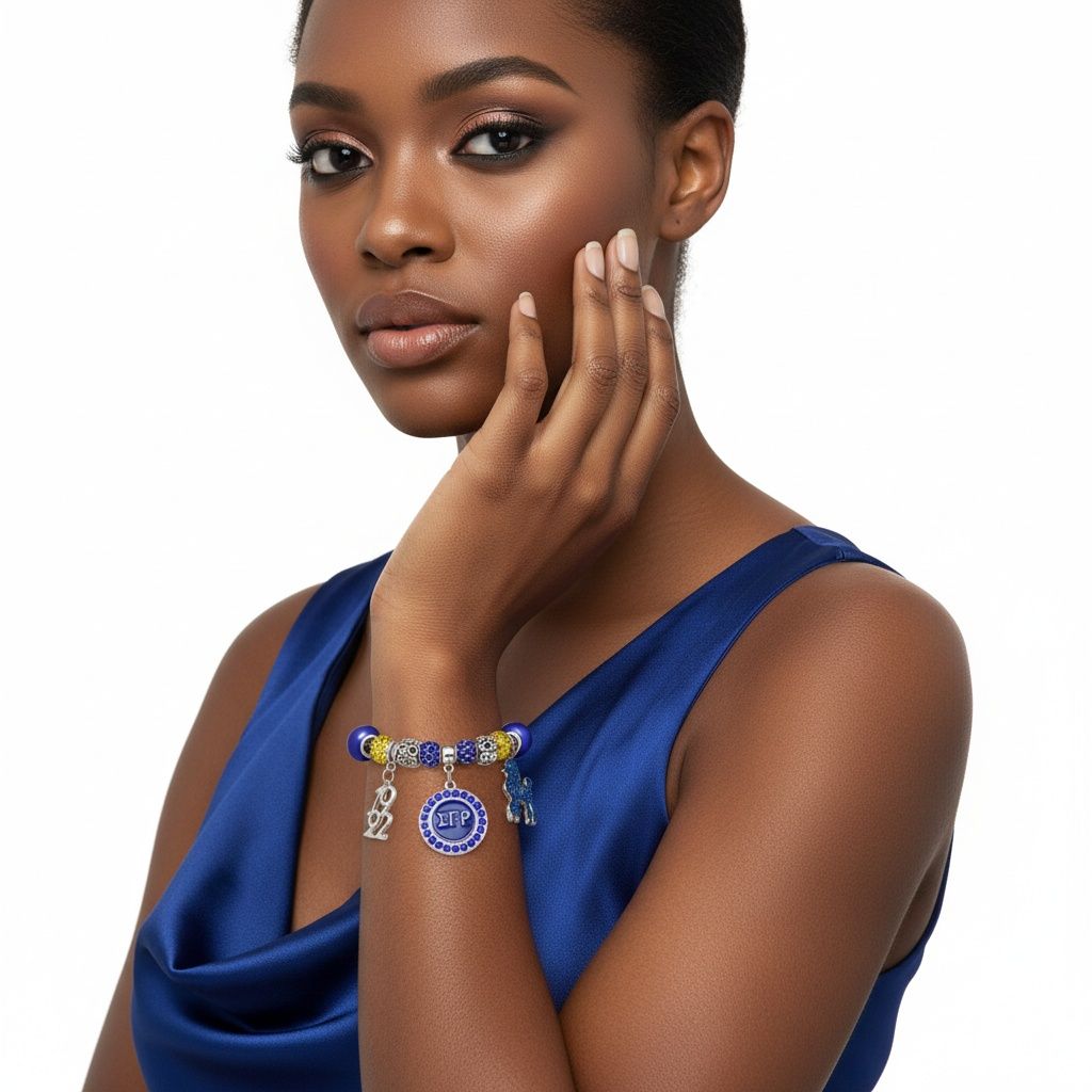 SGRHO Snake Chain Triple Charm Luxe Bead Bracelet
