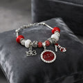 DST Snake Chain Triple Charm Luxe Bead Bracelet