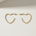 Open Hoop Classic Matte Gold Heart Earrings