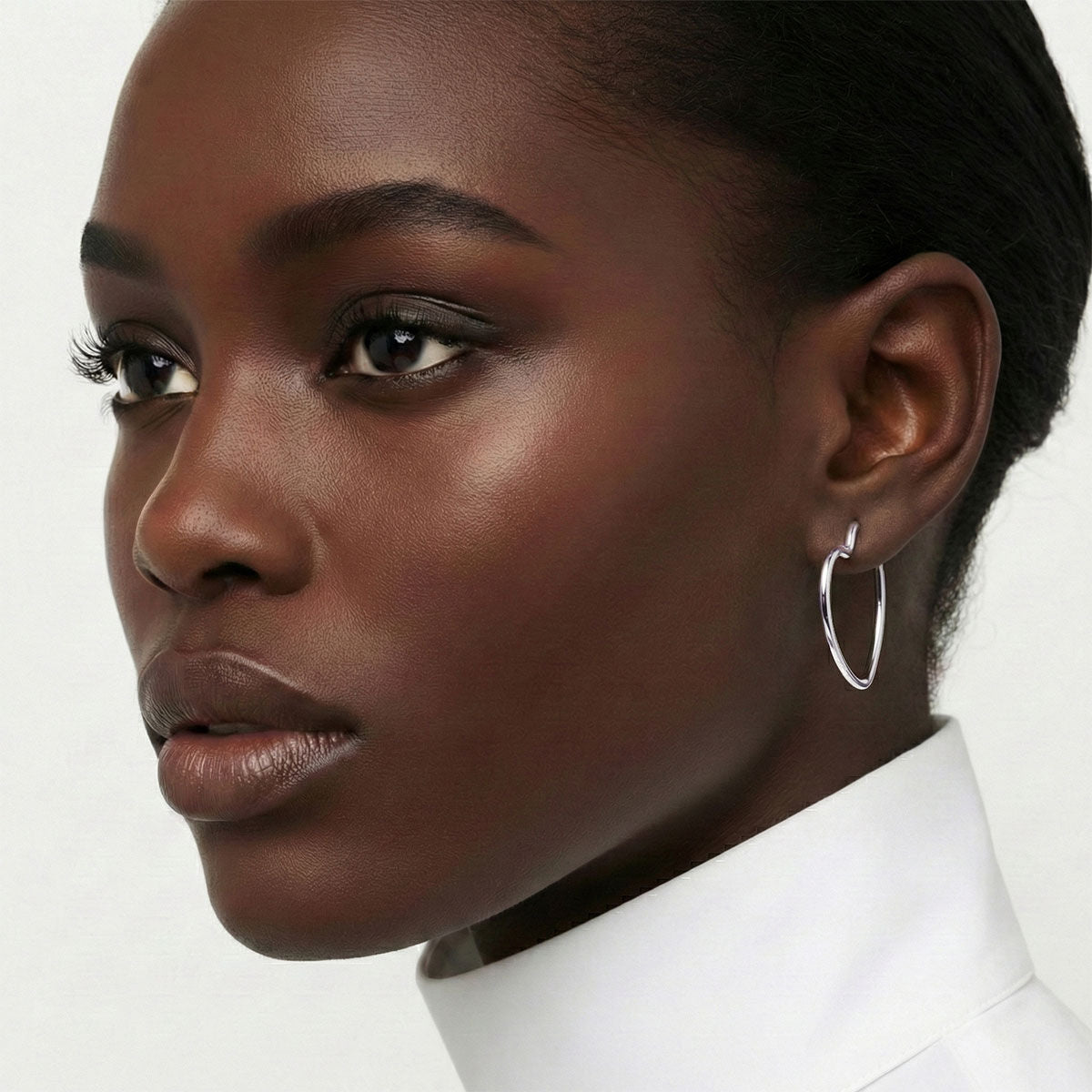 Open Hoop Classic Silver Heart Earrings