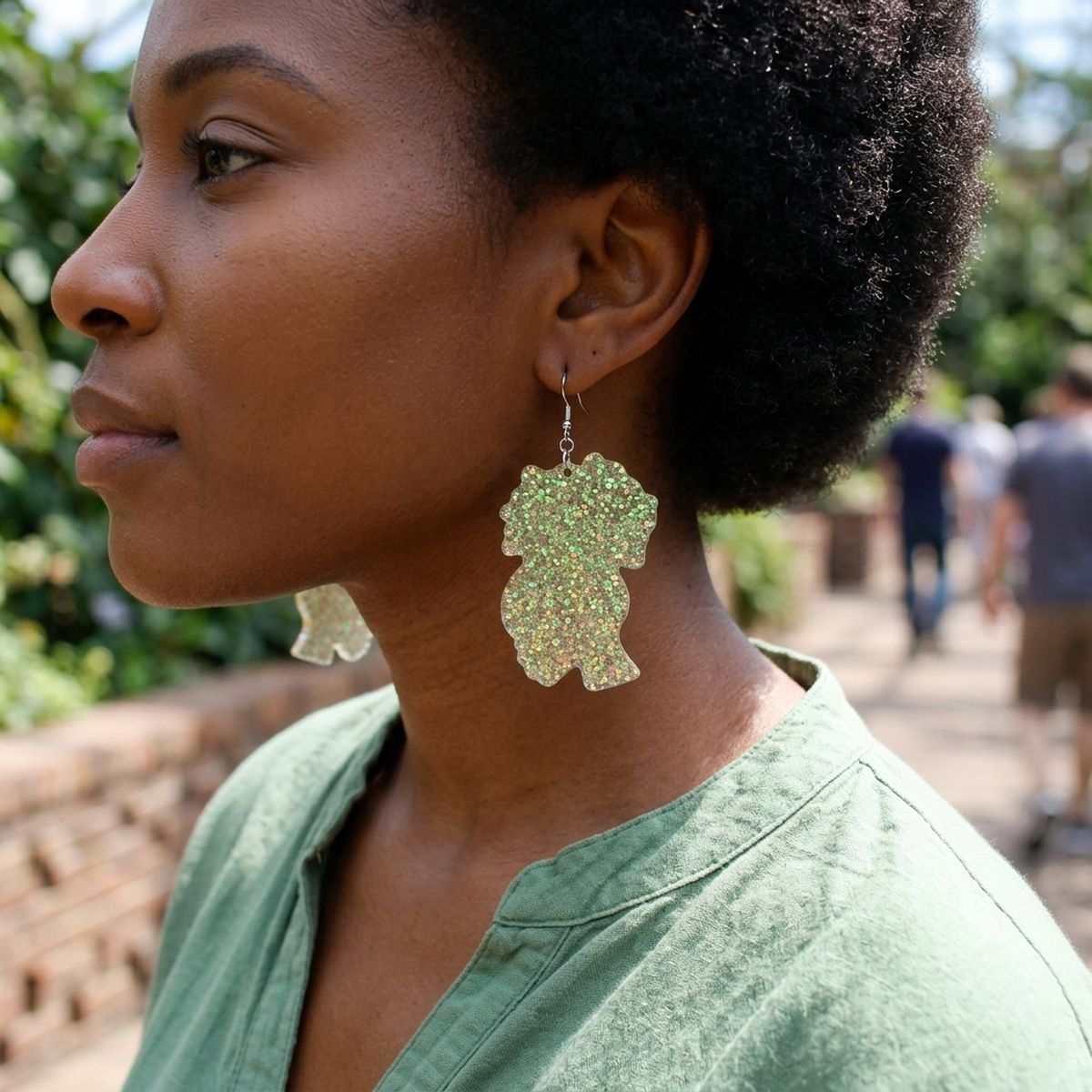 Yellow Iridescent Afro Girl Studs