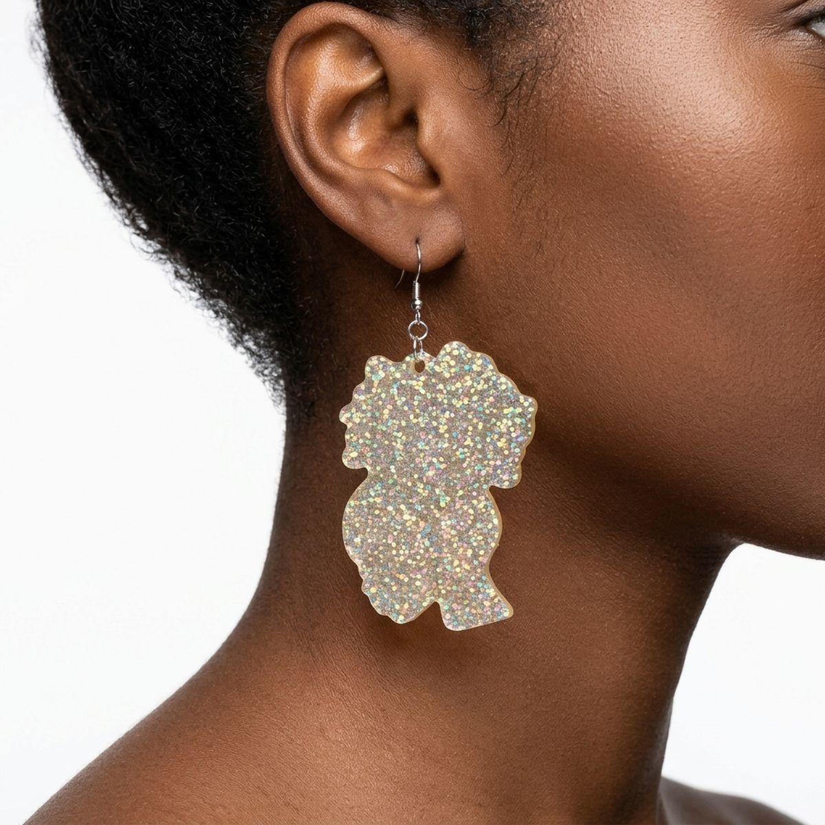 Yellow Iridescent Afro Girl Studs