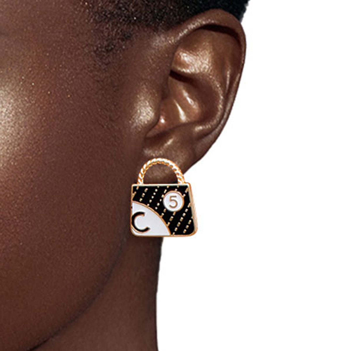 Gold Black 3pcs Silhouette Designer Stud Earrings - Couturier Glam