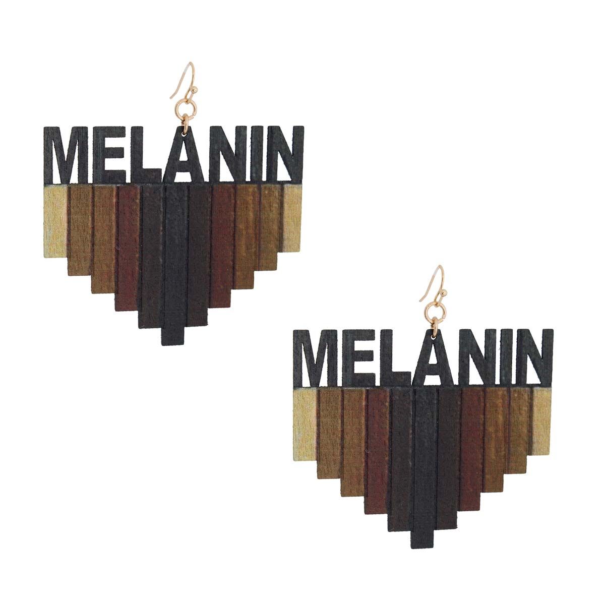 Wood Melanin Skin Tone Fish Hook Earrings