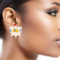 Gold Blue Crest Studs