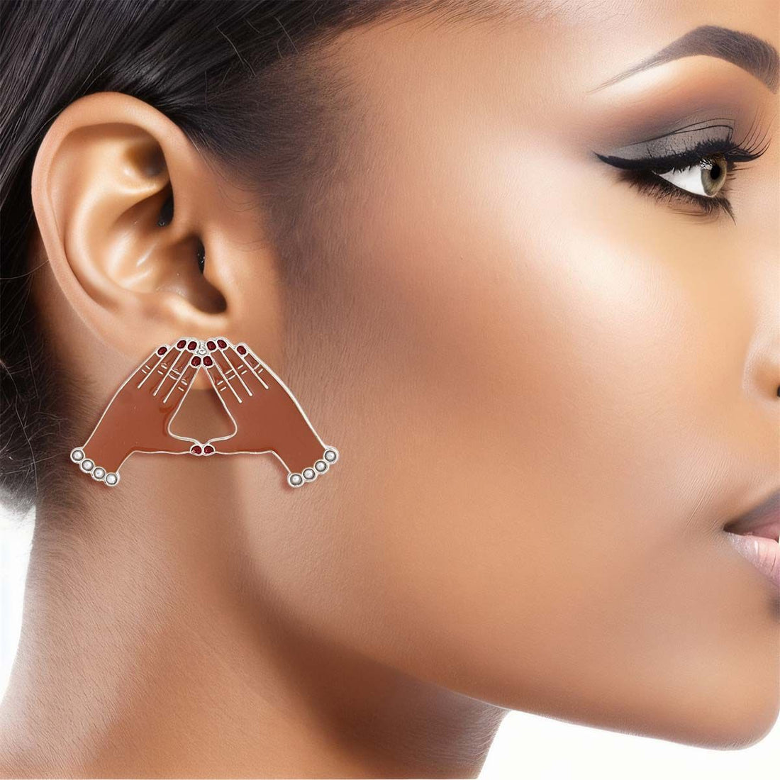 Red White DST Hand Sign Studs