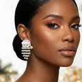 Fringe Merry Pink Santa Pearl Bead Silver Earrings