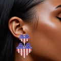 Dangle All American Glam Heart Silver Earrings
