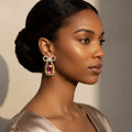Dangle Date Night Purple Crystal Bow Earrings