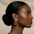 Dangle Date Night Red Crystal Sparkle Bow Earrings
