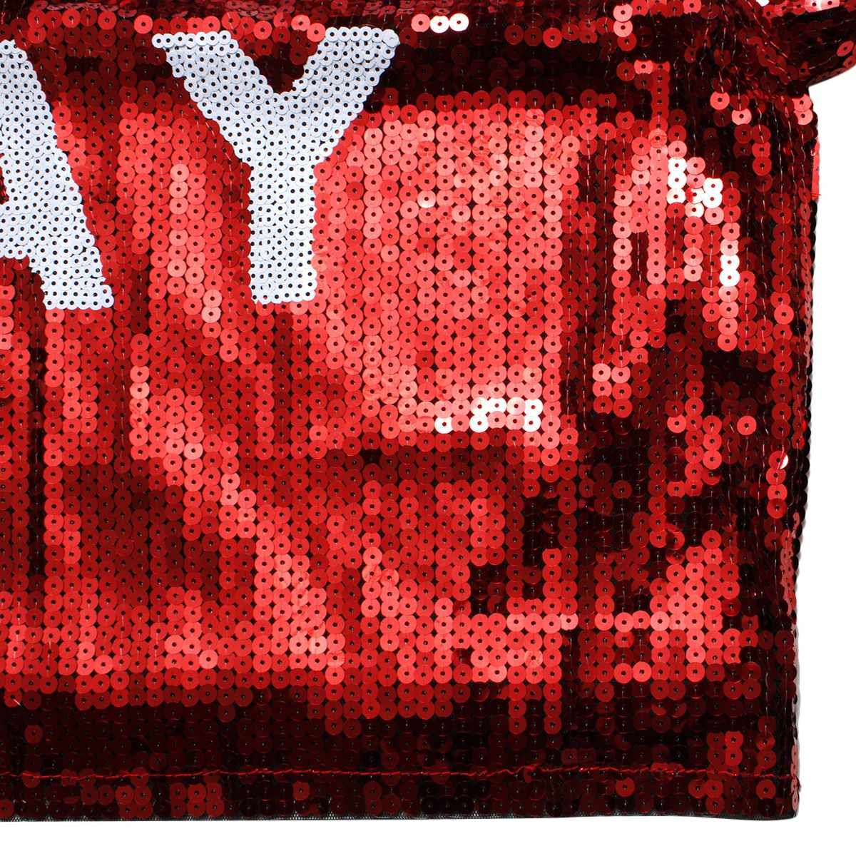 Jersey DST Red White Sequin GAME DAY Crop Top