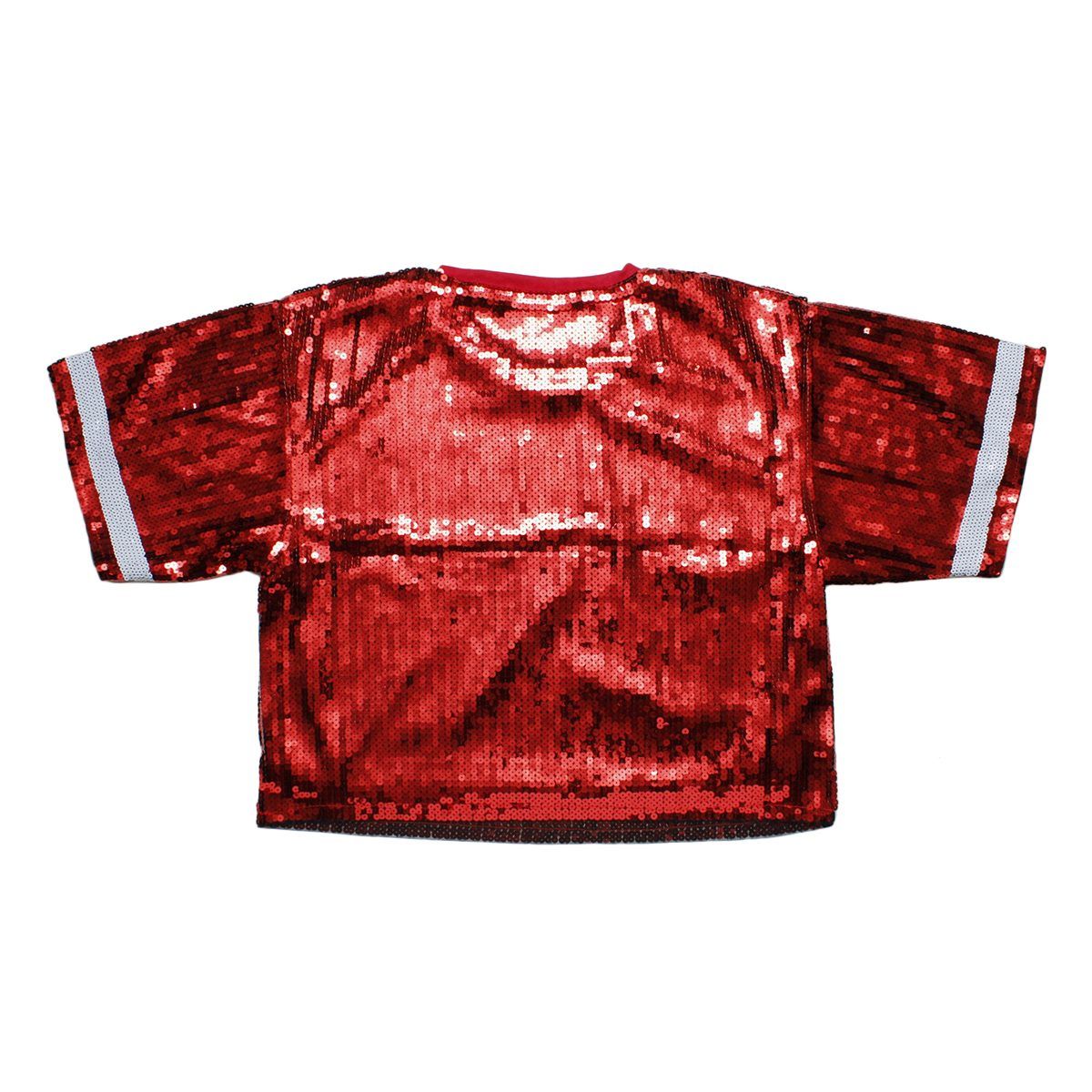 Jersey DST Red White Sequin GAME DAY Crop Top