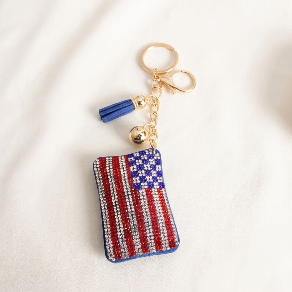 USA Patriotic Flag Padded Keychain Bag Clip