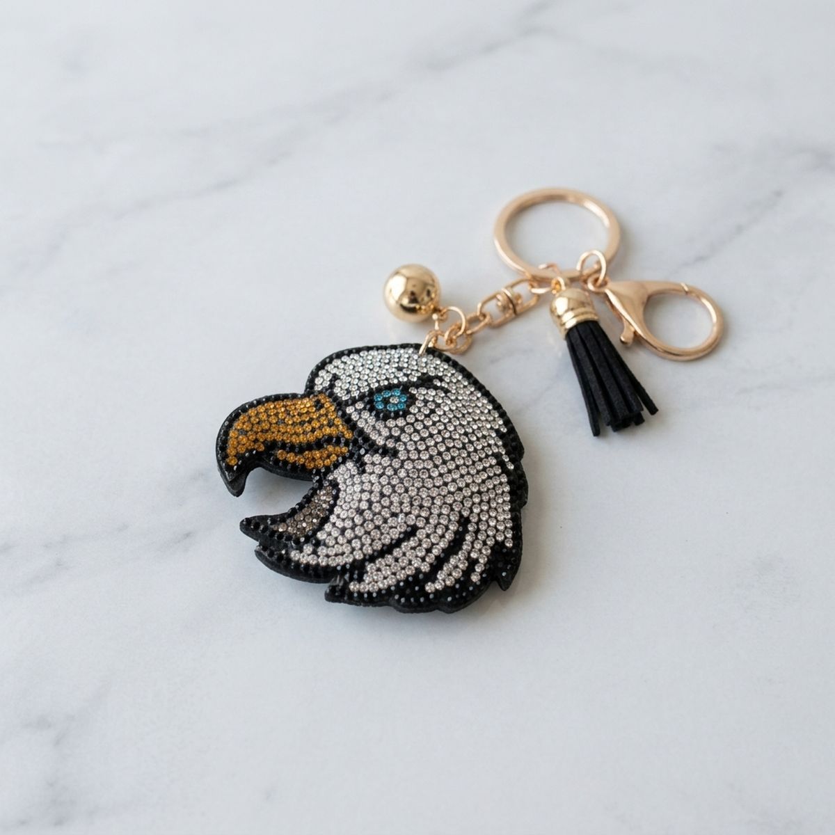 USA Patriotic Eagle Padded Keychain Bag Clip
