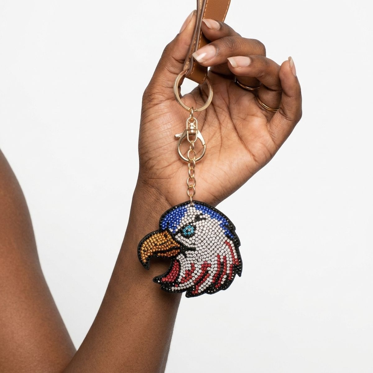 USA Patriotic Eagle Padded Keychain Bag Clip