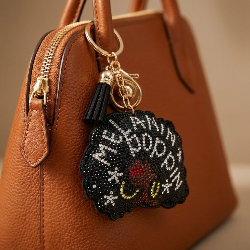 Keychain Melanin Poppin Afro Sparkle Purse Charm