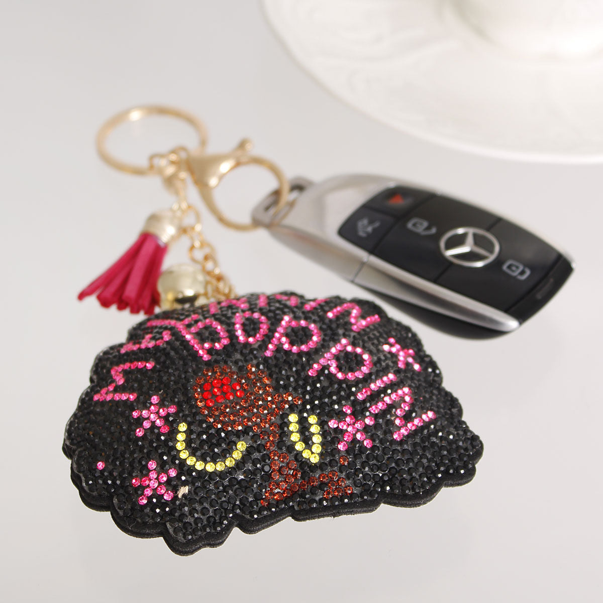 Keychain Melanin Poppin Afro Pink Purse Charm