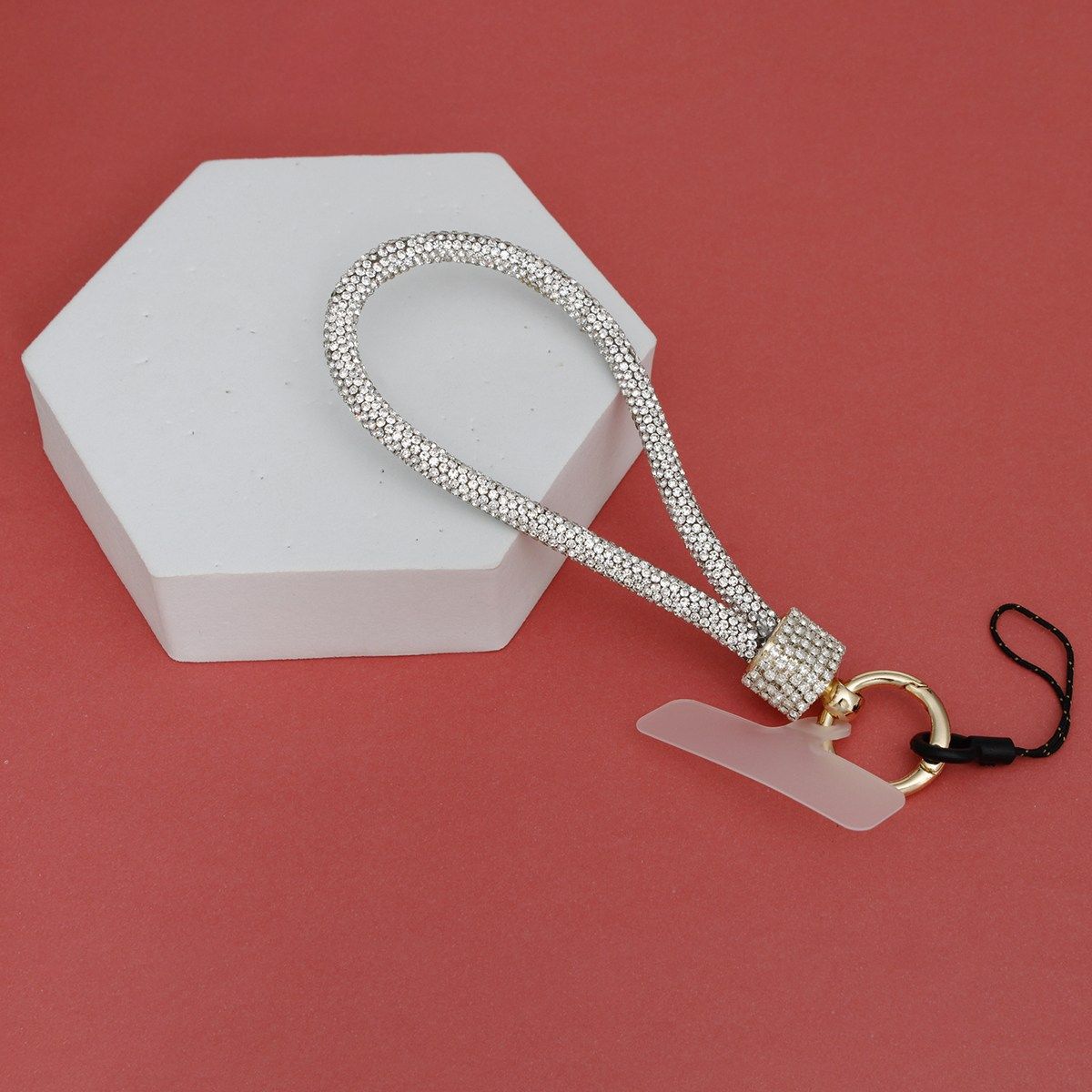 Rhinestone Phone Wrist Strap Clear Bling Accessory