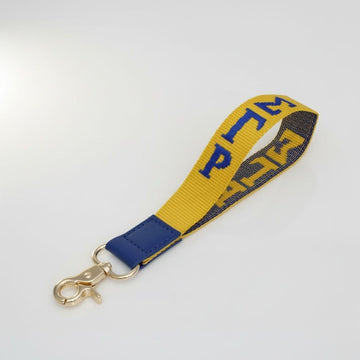 SGRHO Yellow Canvas Embroidered Wristlet Strap Clip