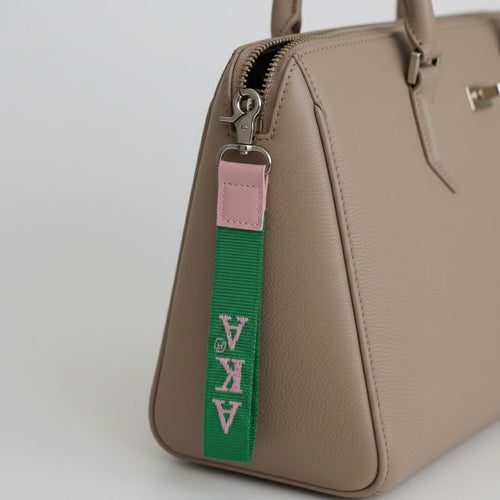 AKA Green Canvas Embroidered Wristlet Strap Clip