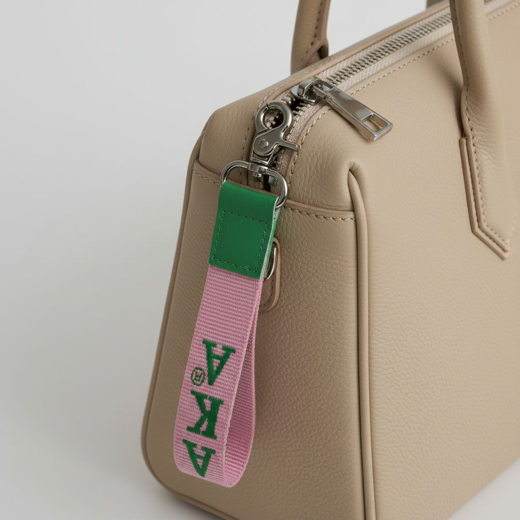 AKA Pink Canvas Embroidered Wristlet Strap Clip