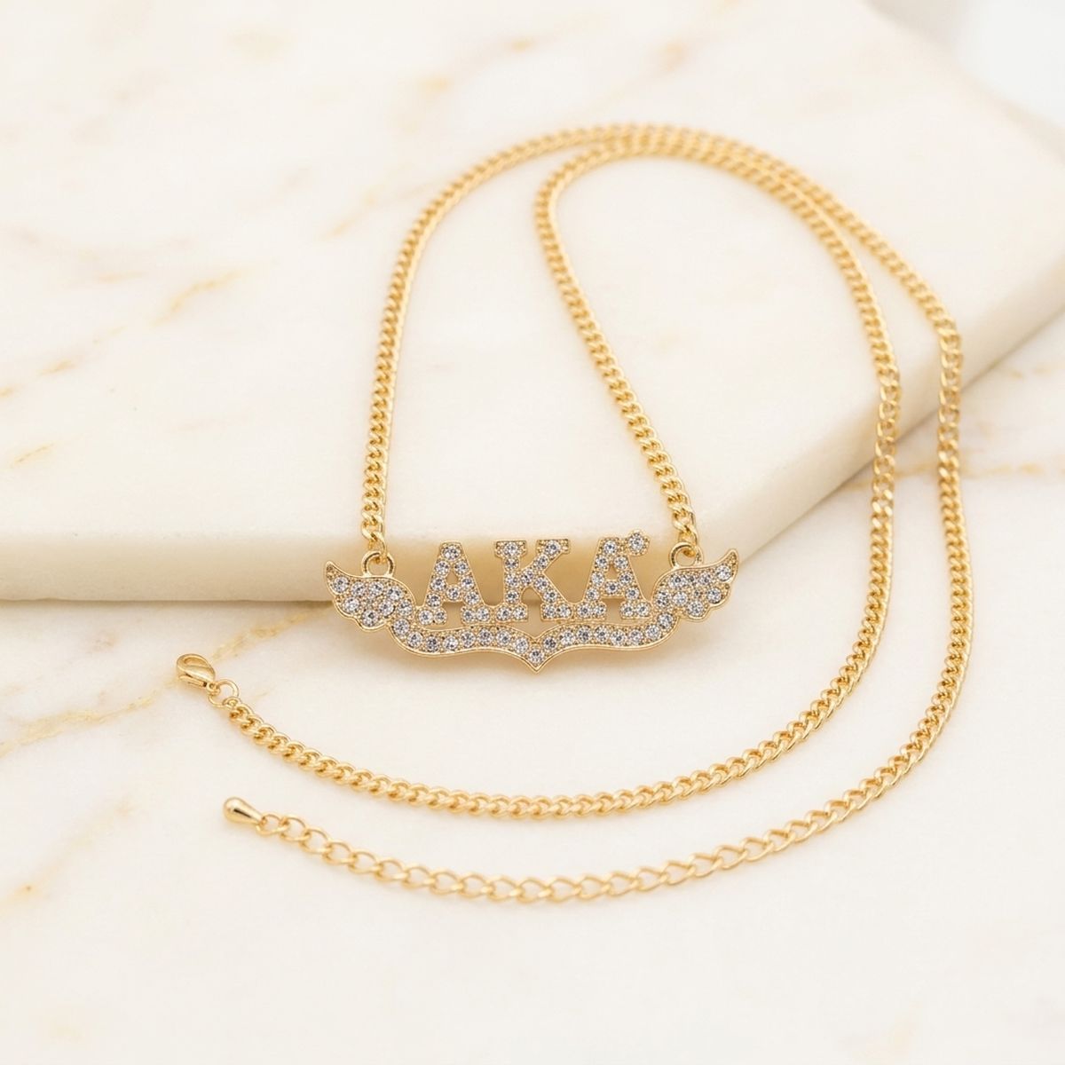 AKA Winged Bling Pendant Gold Chain Necklace